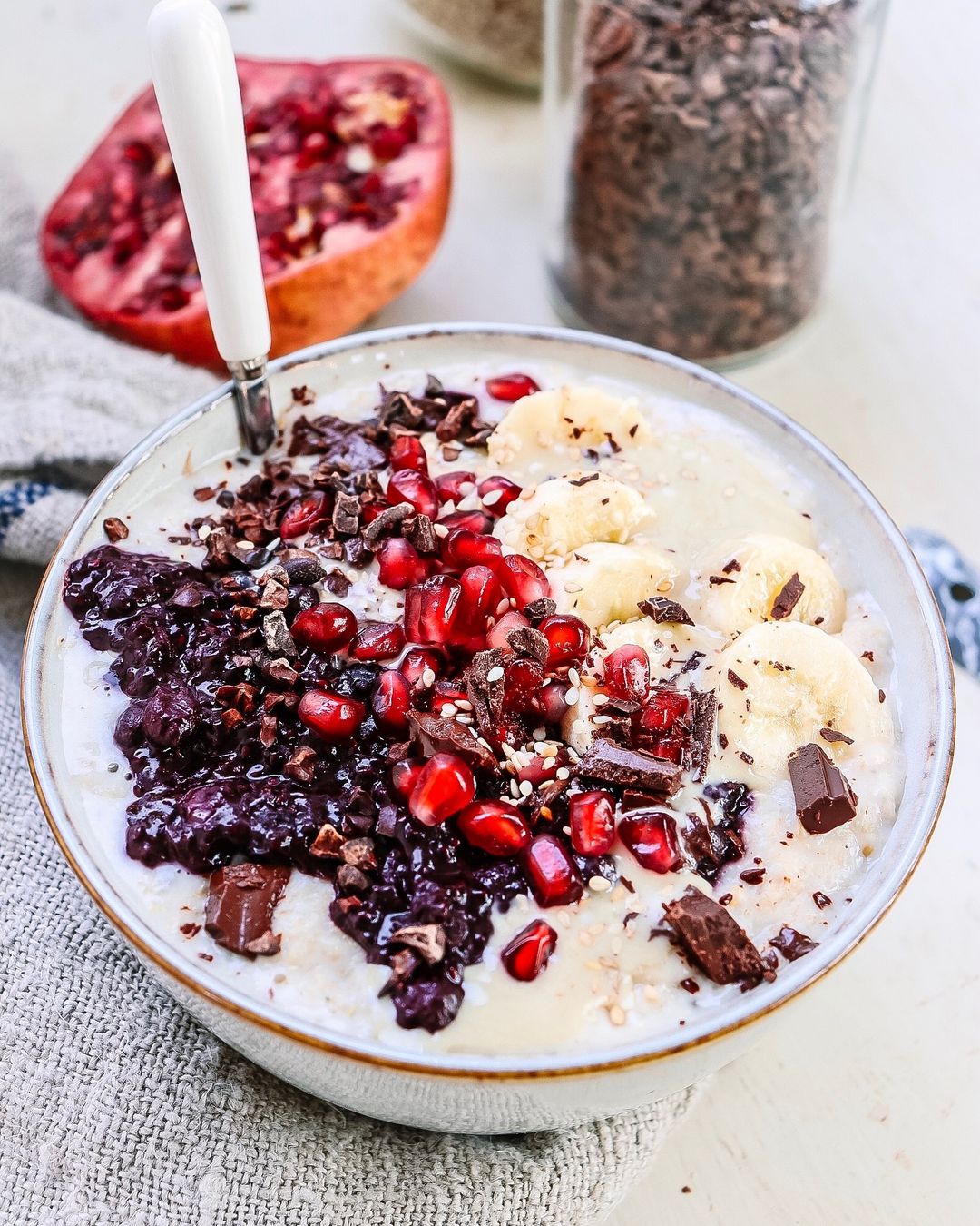 Blueberry and Açaí Chia Jam Porridge