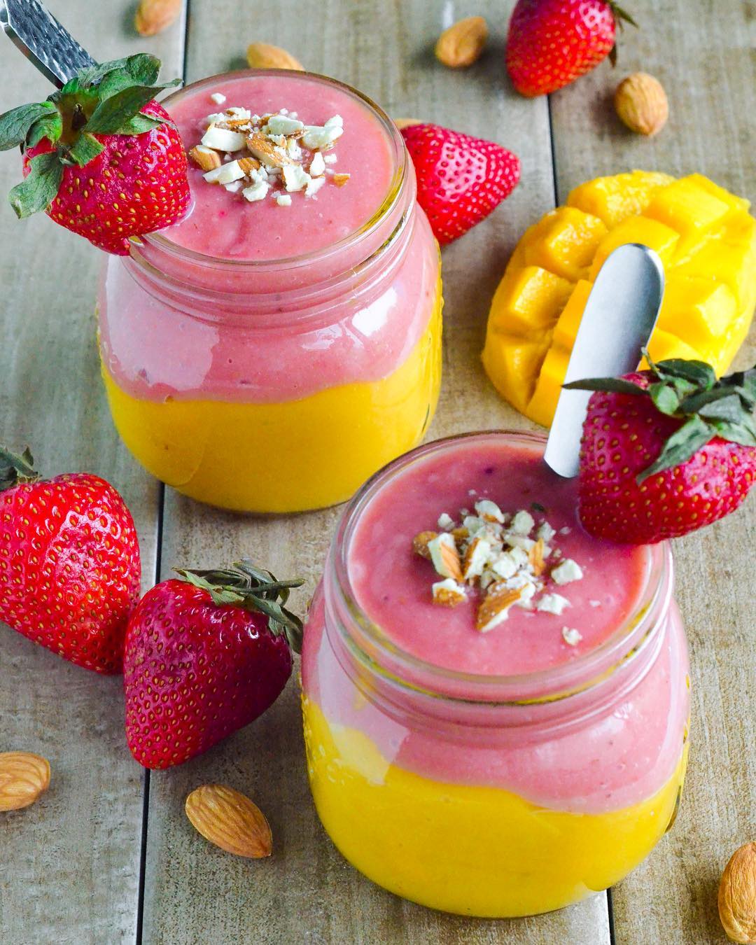 Strawberry and Mango Banana Smoothies