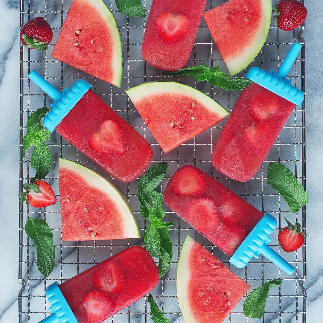 Watermelon Strawberry Mint Pops