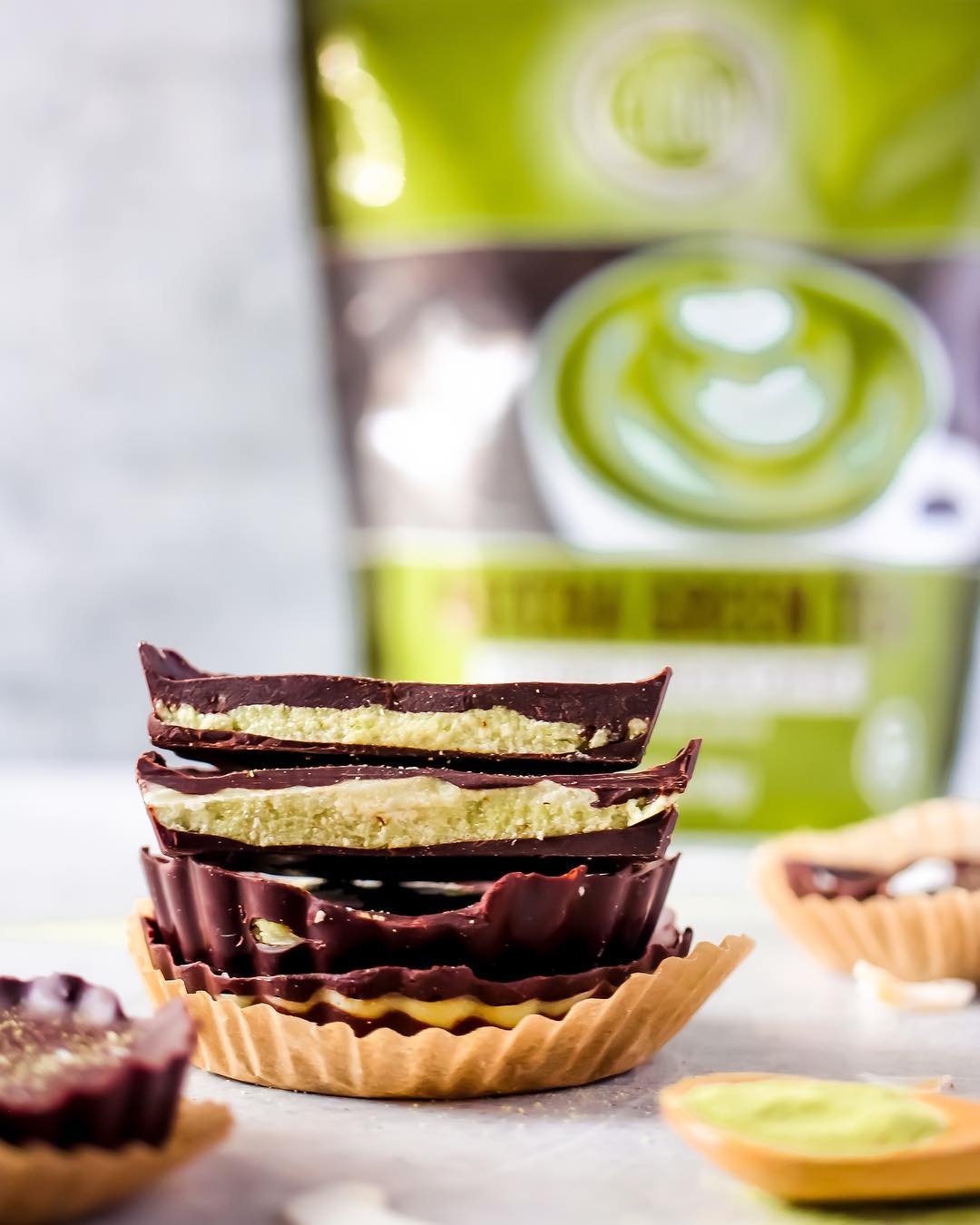 Dark Chocolate Cinnamon Matcha Coconut Butter Cups