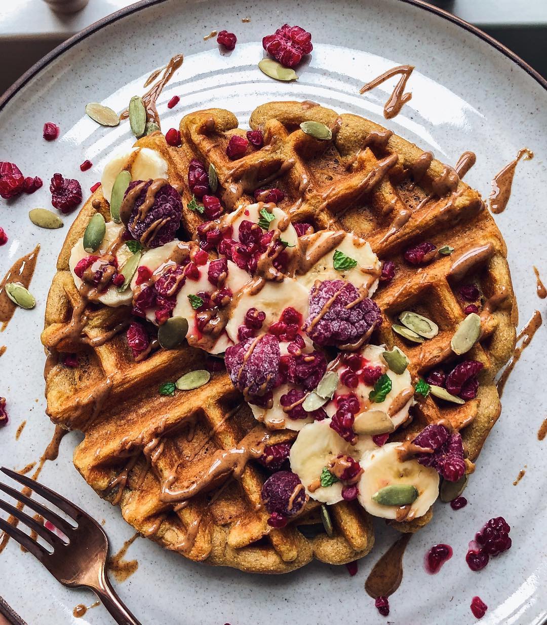 Paleo Pumpkin Waffle Breakfast