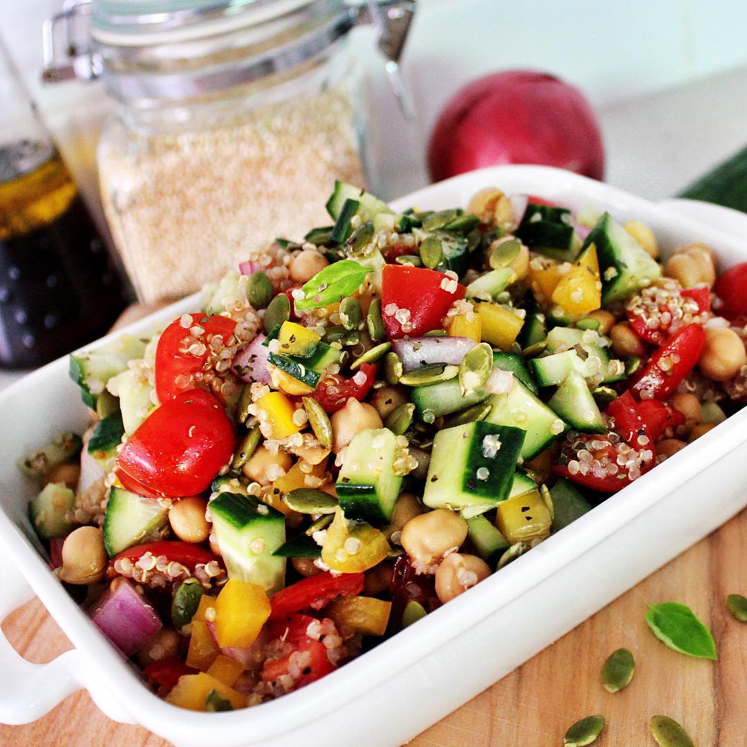 Quinoa and Chickpea Greek Style Salad