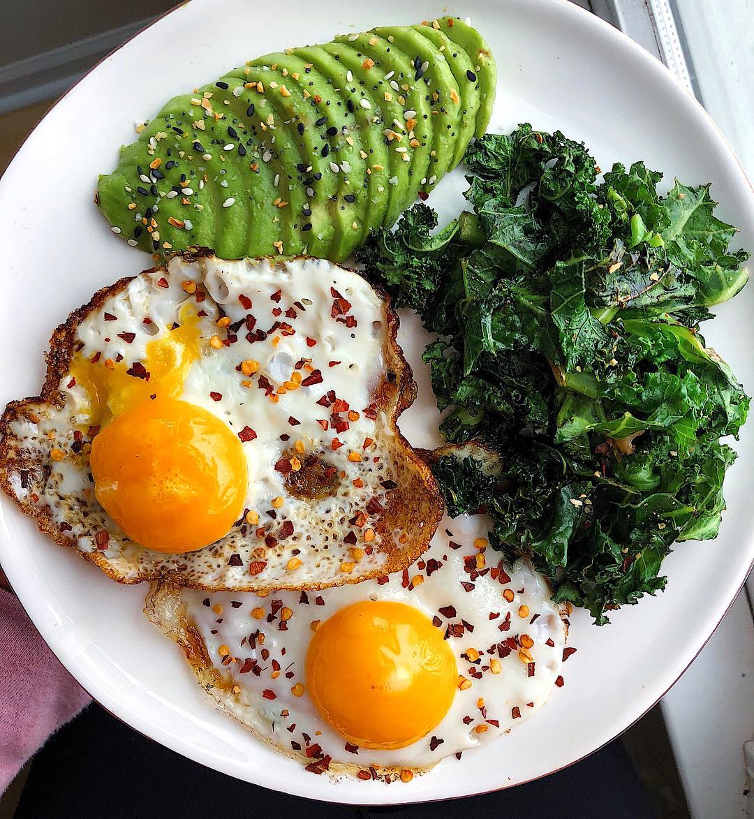 Easy Savory Breakfast with Eggs, Kale, and Avocado