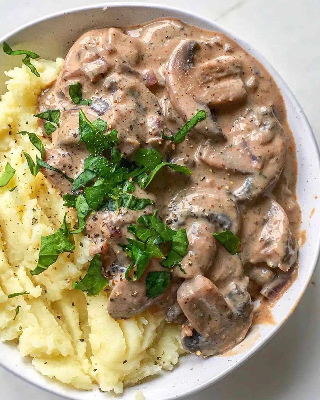 Mushroom Stroganoff with Mashed Potato