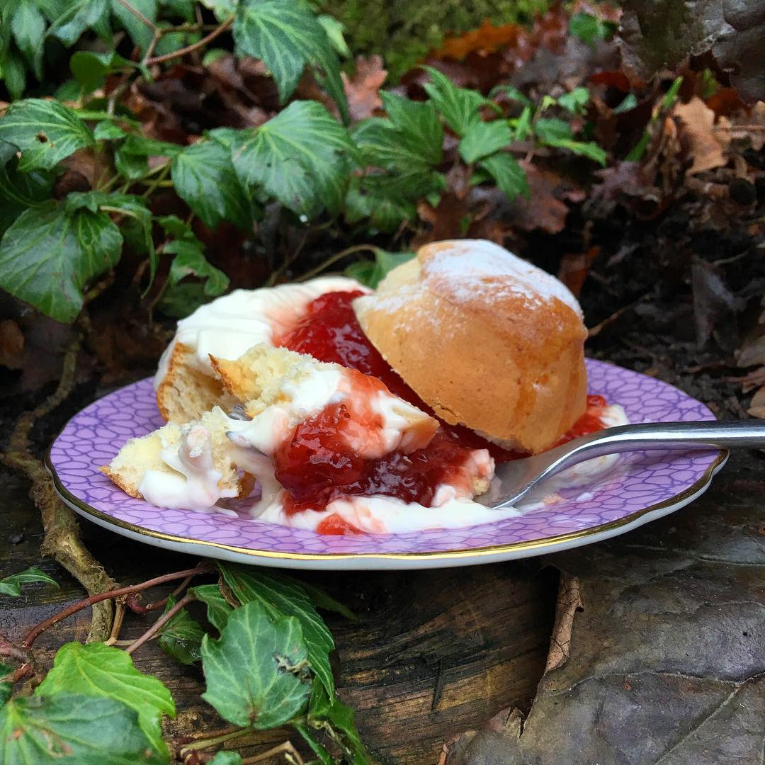 Freshly Baked Warm Scone with Strawberry Jam and Coconut Yoghurt and Gobbled the Lot