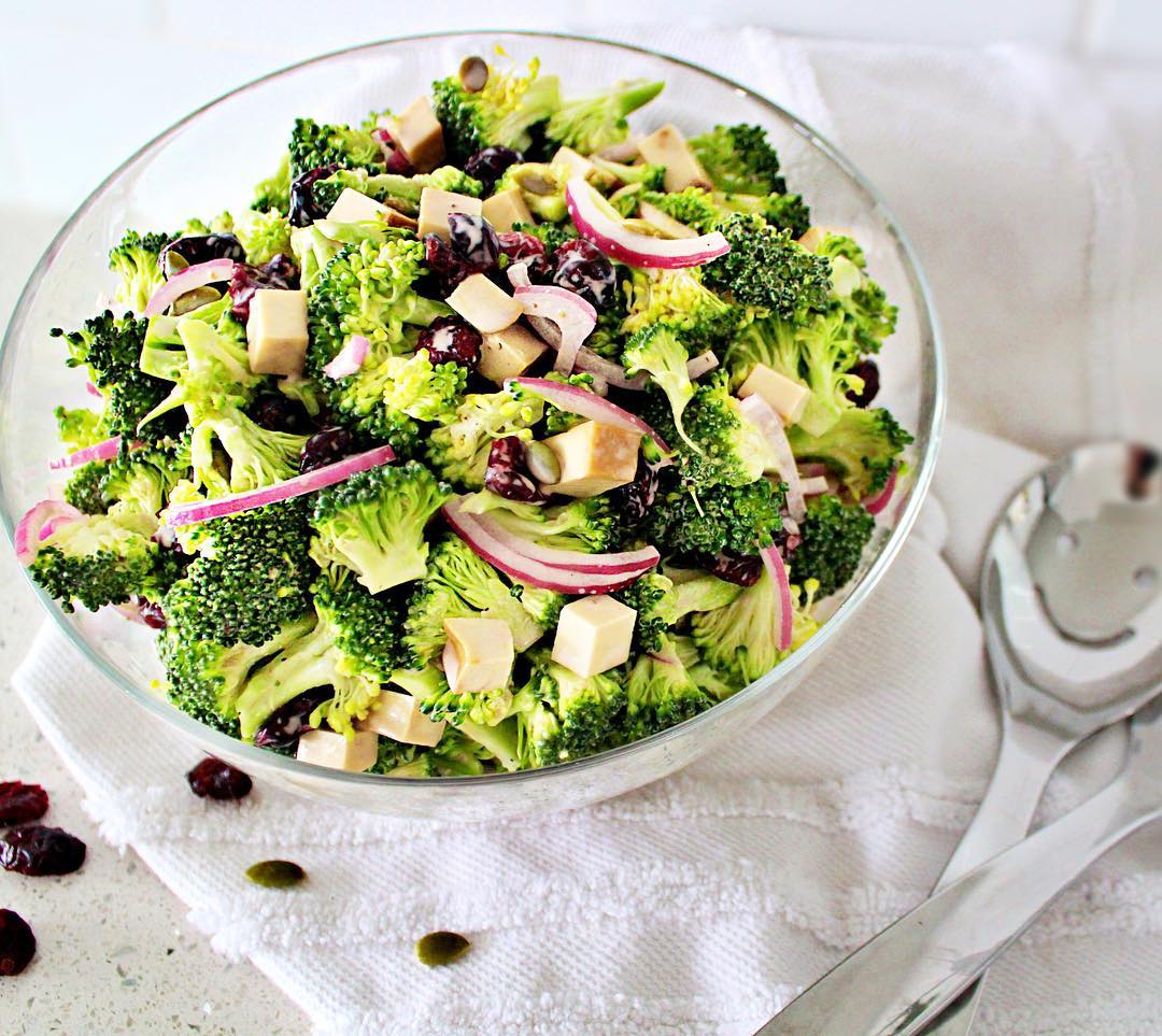 Broccoli Salad with Smoked Tofu and Creamy Balsamic Dressing