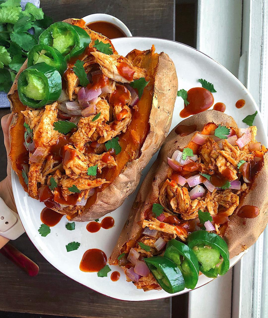 BBQ Chicken Stuffed Sweet Potatoes