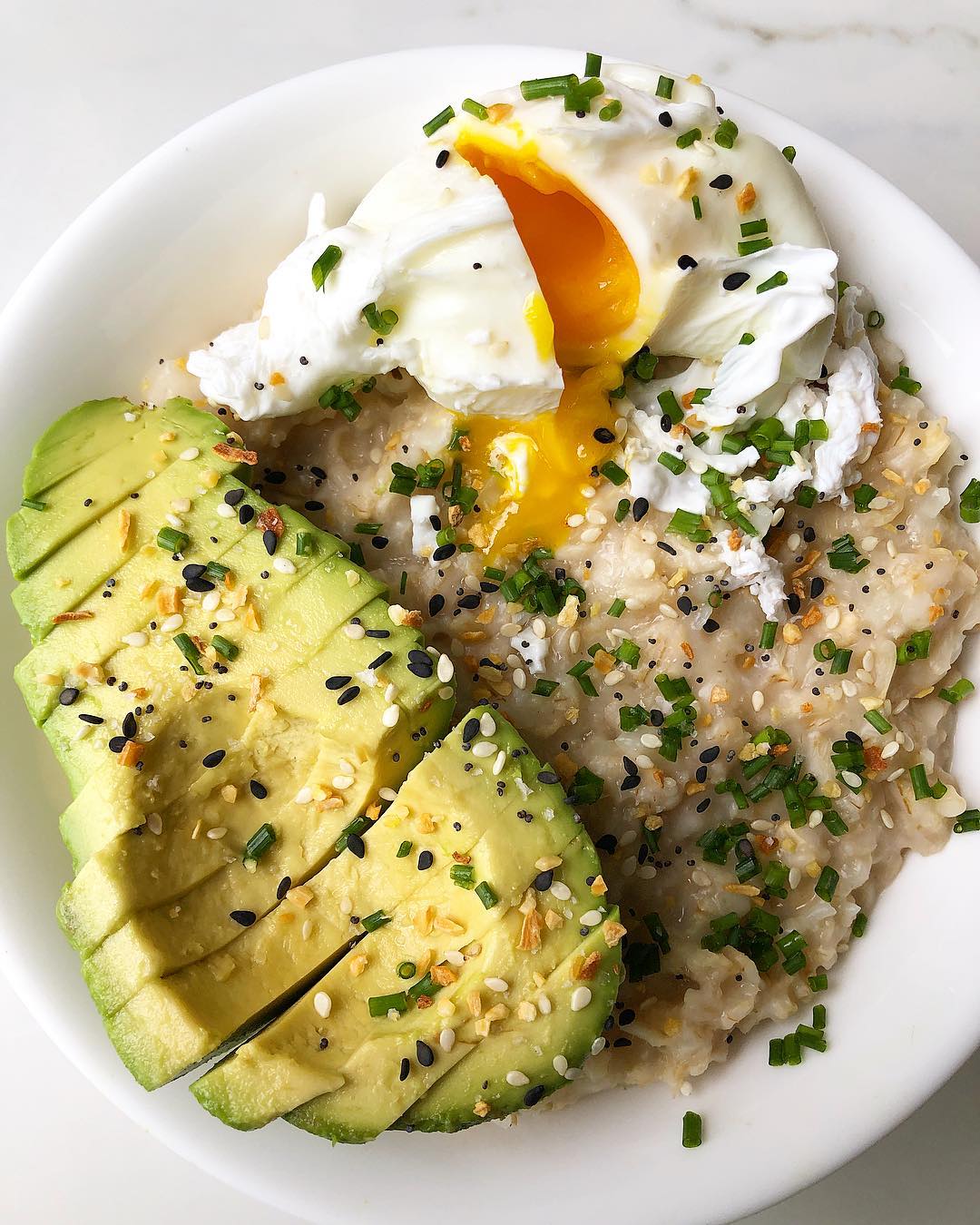 Savory Oats Bowl with Egg and Avocado