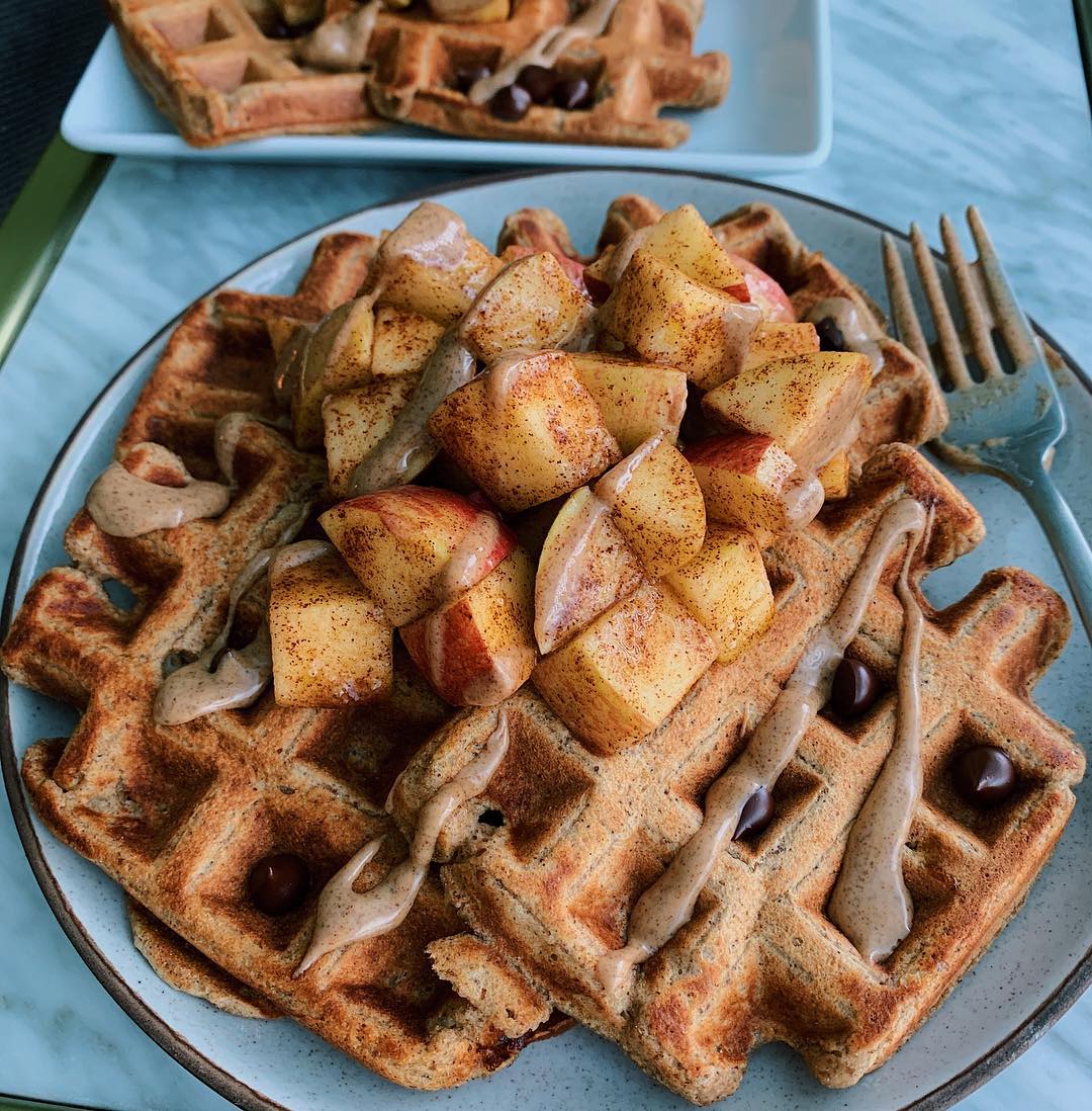 Vegan Cinnamon Apple Protein Waffles