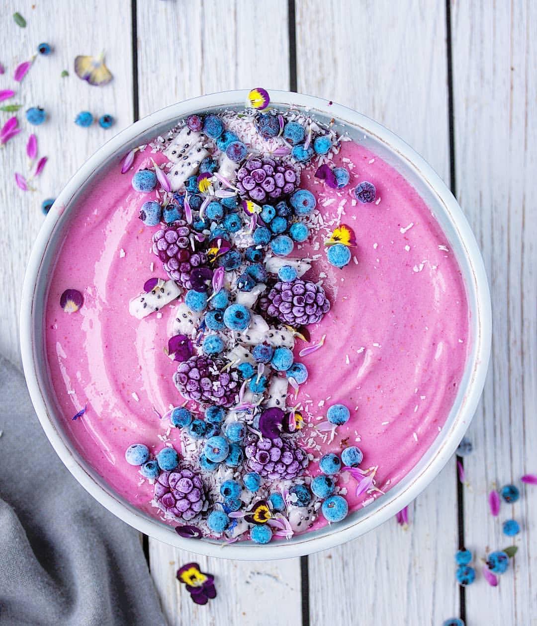 Pink Smoothie with Frozen Fruits and Yogurt