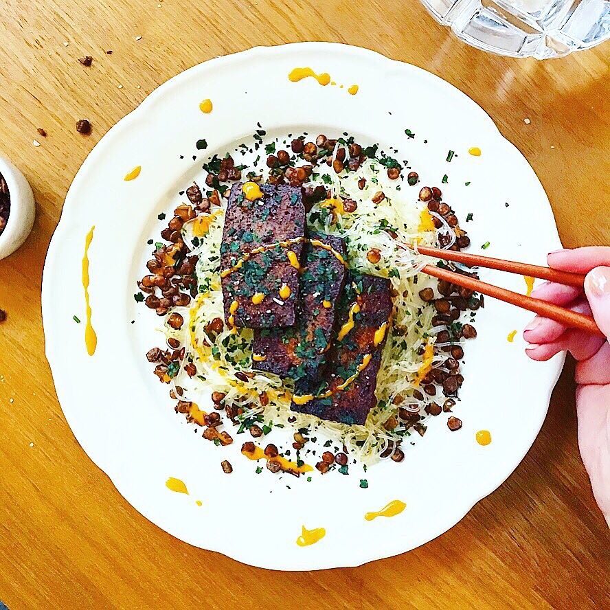 Asian Vegan Noodle Salad with Marinated Tofu