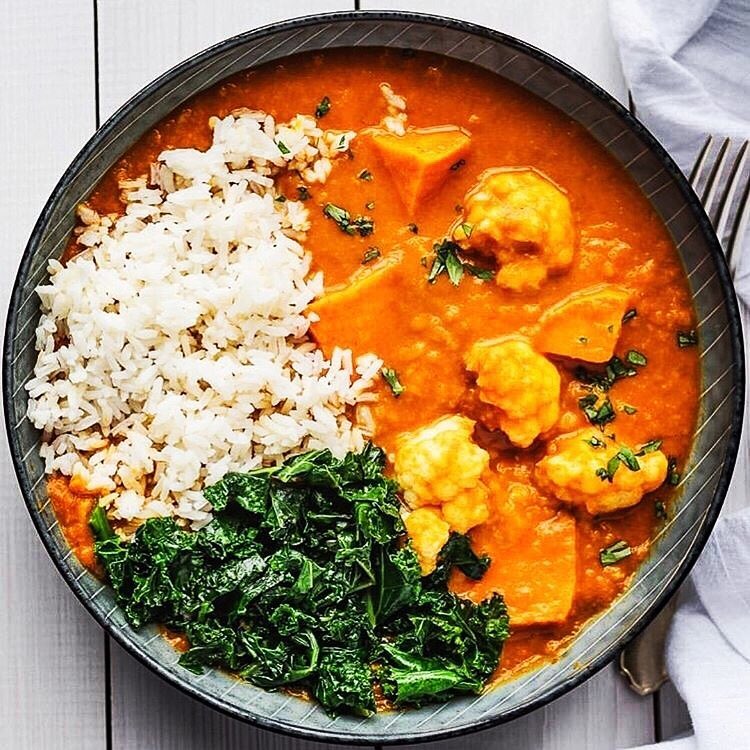 Cauliflower Sweet Potato Red Lentil Curry