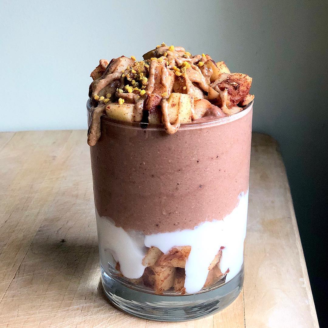 Spiced Apple Chocolate Smoothie Parfait