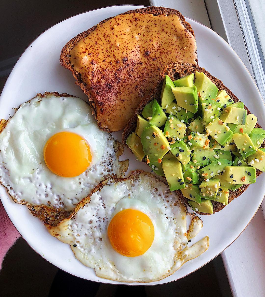 Sweet and Savory Breakfast Toasts with Fried Eggs
