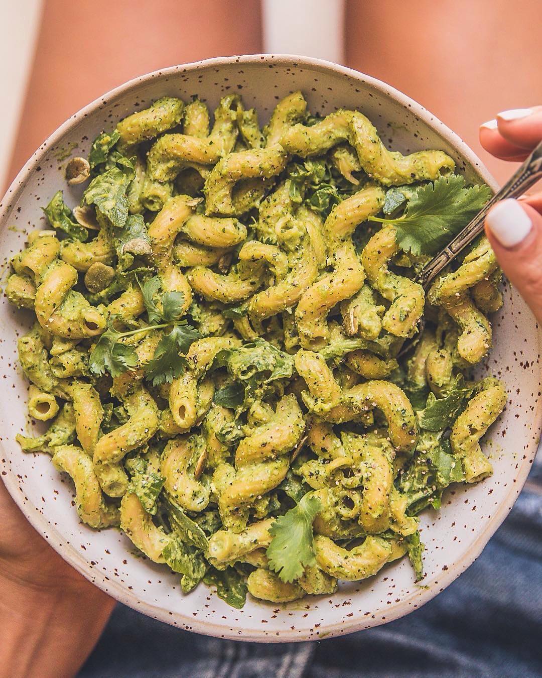 Chickpea Cavatappi + Creamy Pesto