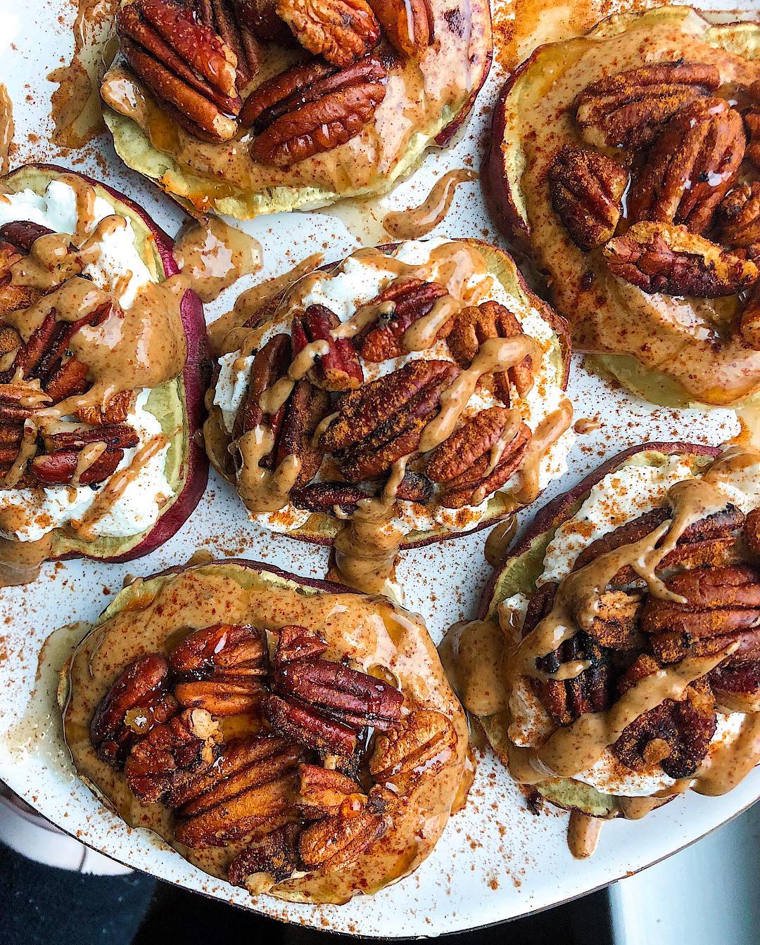 Mini Pecan Pies on Sweet Potato Rounds