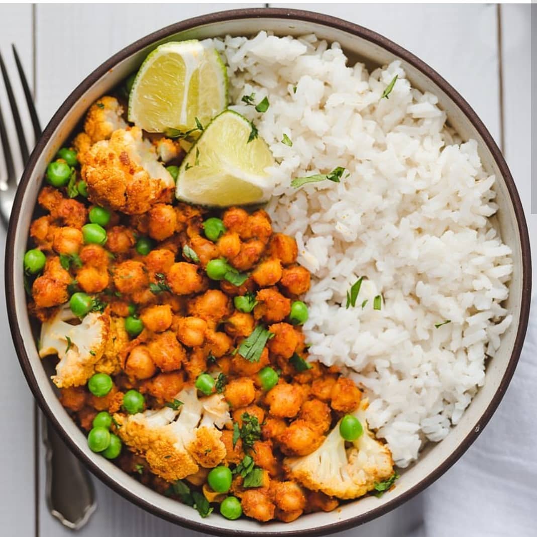 Homemade Roasted Spice Rubbed Cauliflower and Chickpeas