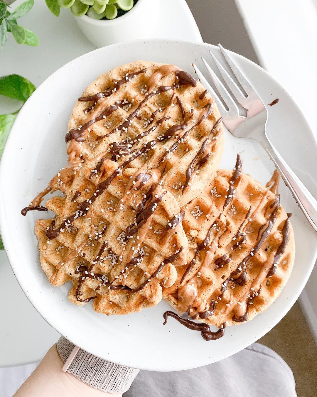 Chocolate Almond Quinoa Waffles