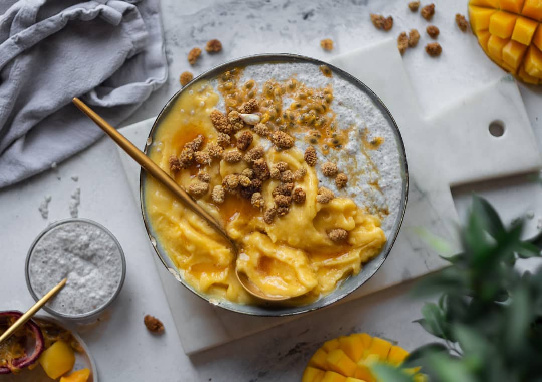 Creamy Mango Nicecream with Vanilla Chia Pudding