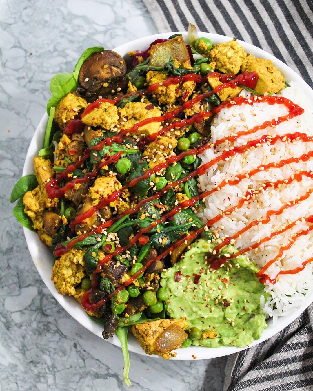 Vegan Tofu Scramble with Veggies and Rice