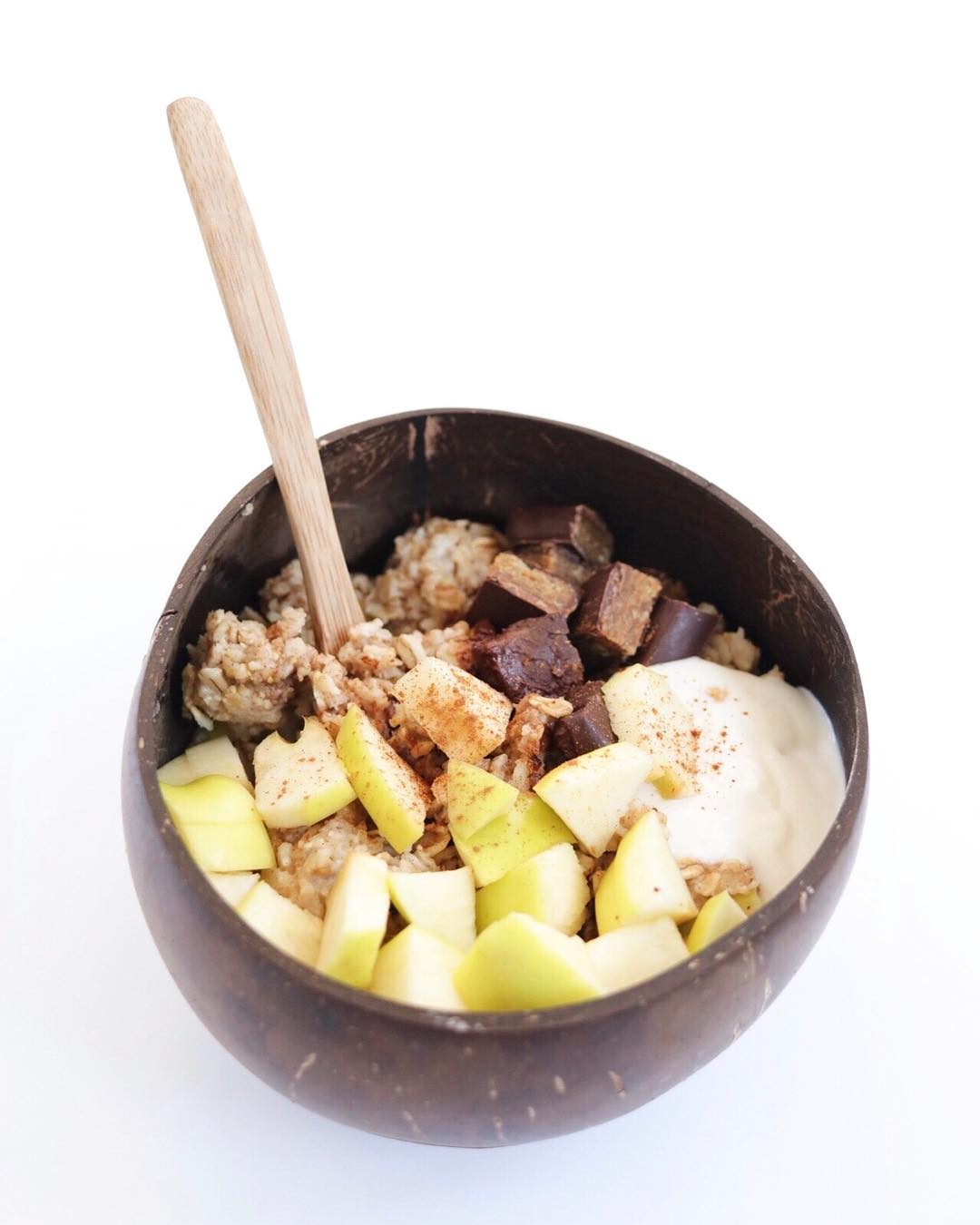 Apple Cinnamon Oatmeal with Maple Syrup and Yogurt