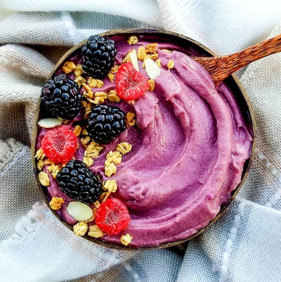 Spiced Purple Sweet Potato and Banana Smoothie Bowl