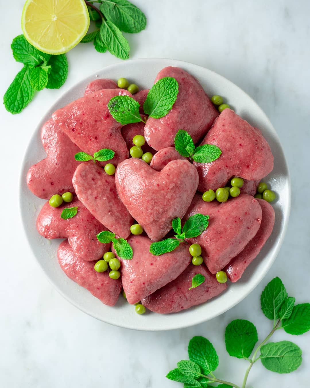 Vegan Ricotta Beet Ravioli with Lemon Butter