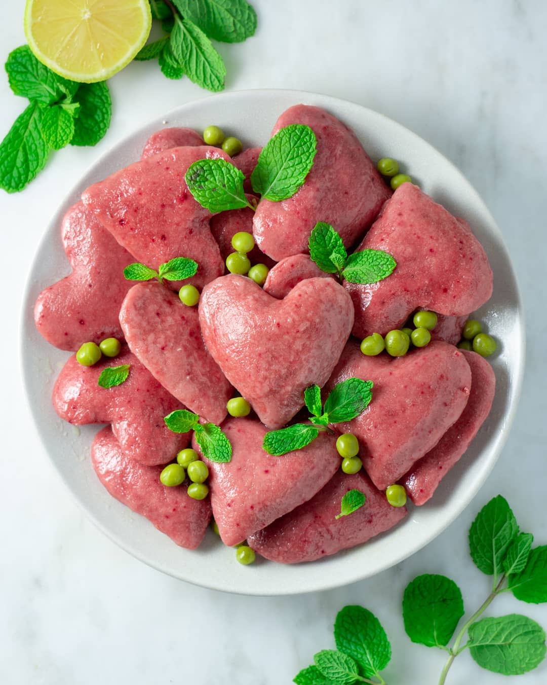 Vegan Ricotta Beet Ravioli with Lemon Butter
