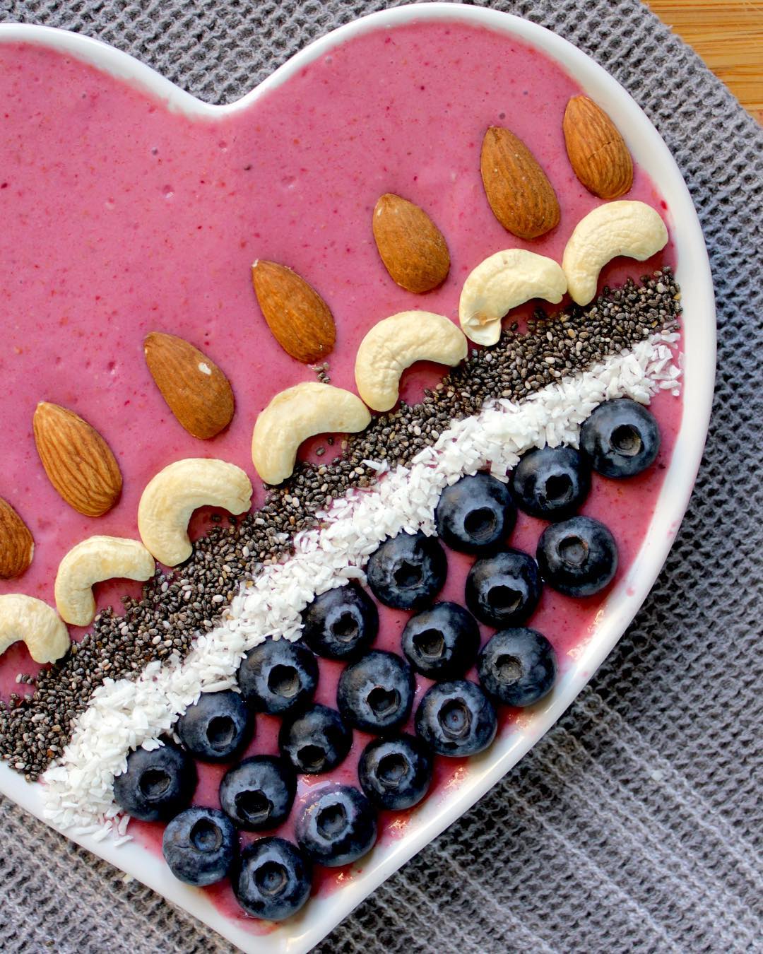 Berry Pink Smoothie Bowl for Valentine's Day