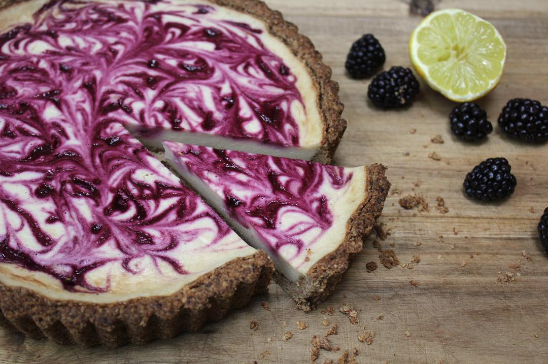 Lemon and Blackberry Swirl Cheesecake