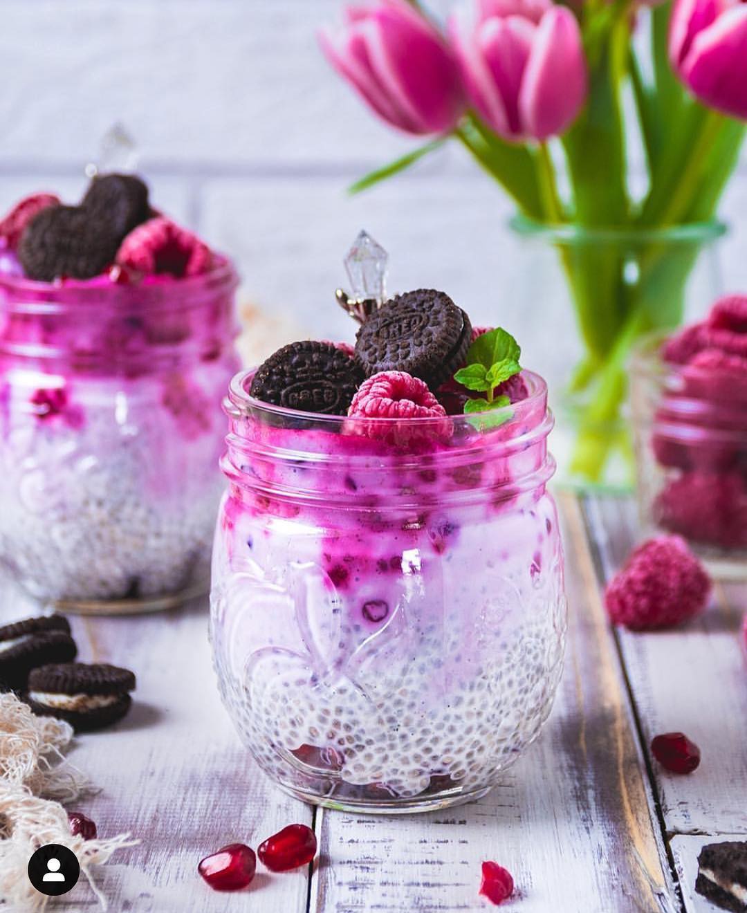Pink Berry Chia Pudding Jars