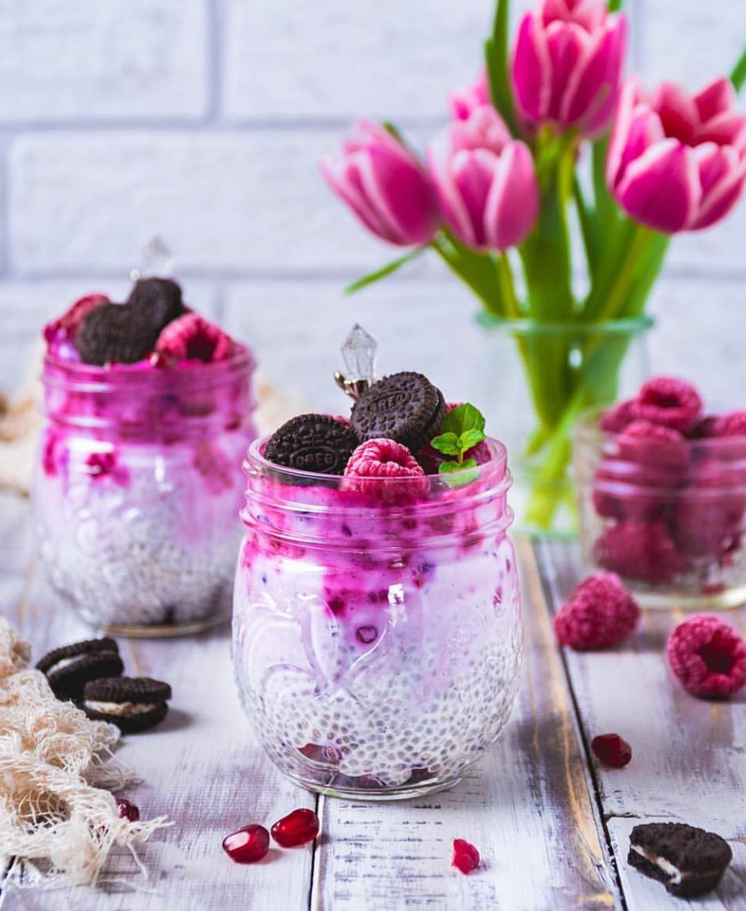 Pink Berry Chia Pudding Jars