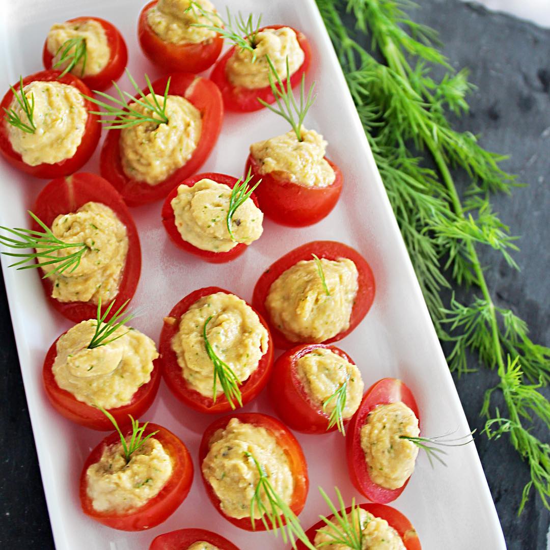 Dill Hummus Cherry Tomato Bites