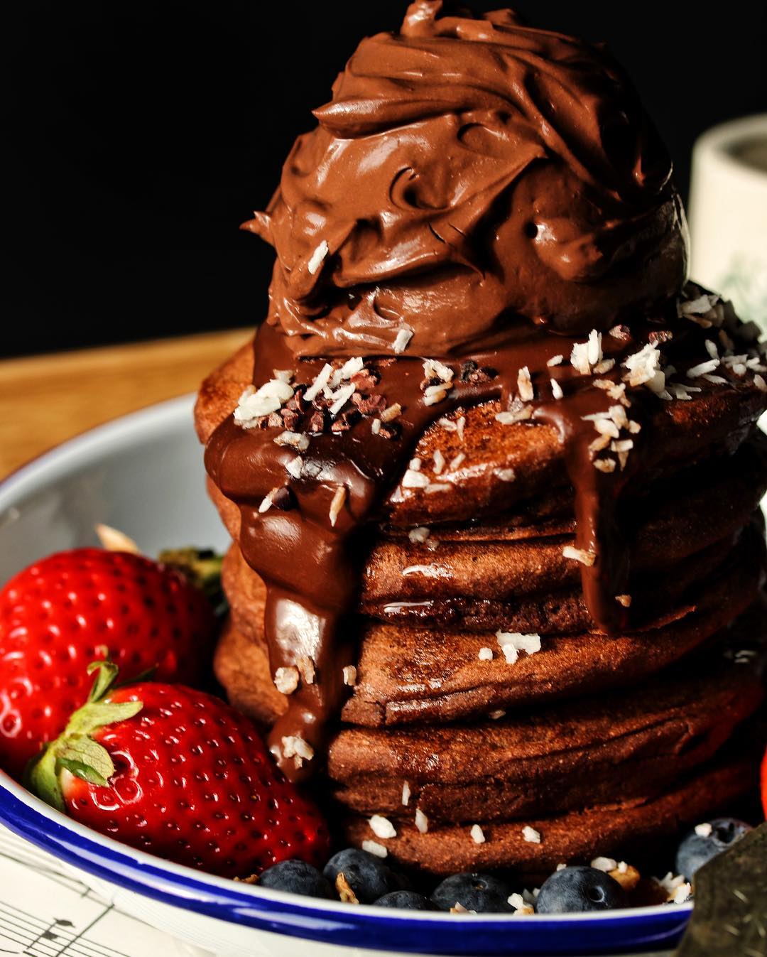 Vegan Mudcake Pancakes with Chocolate Ganache