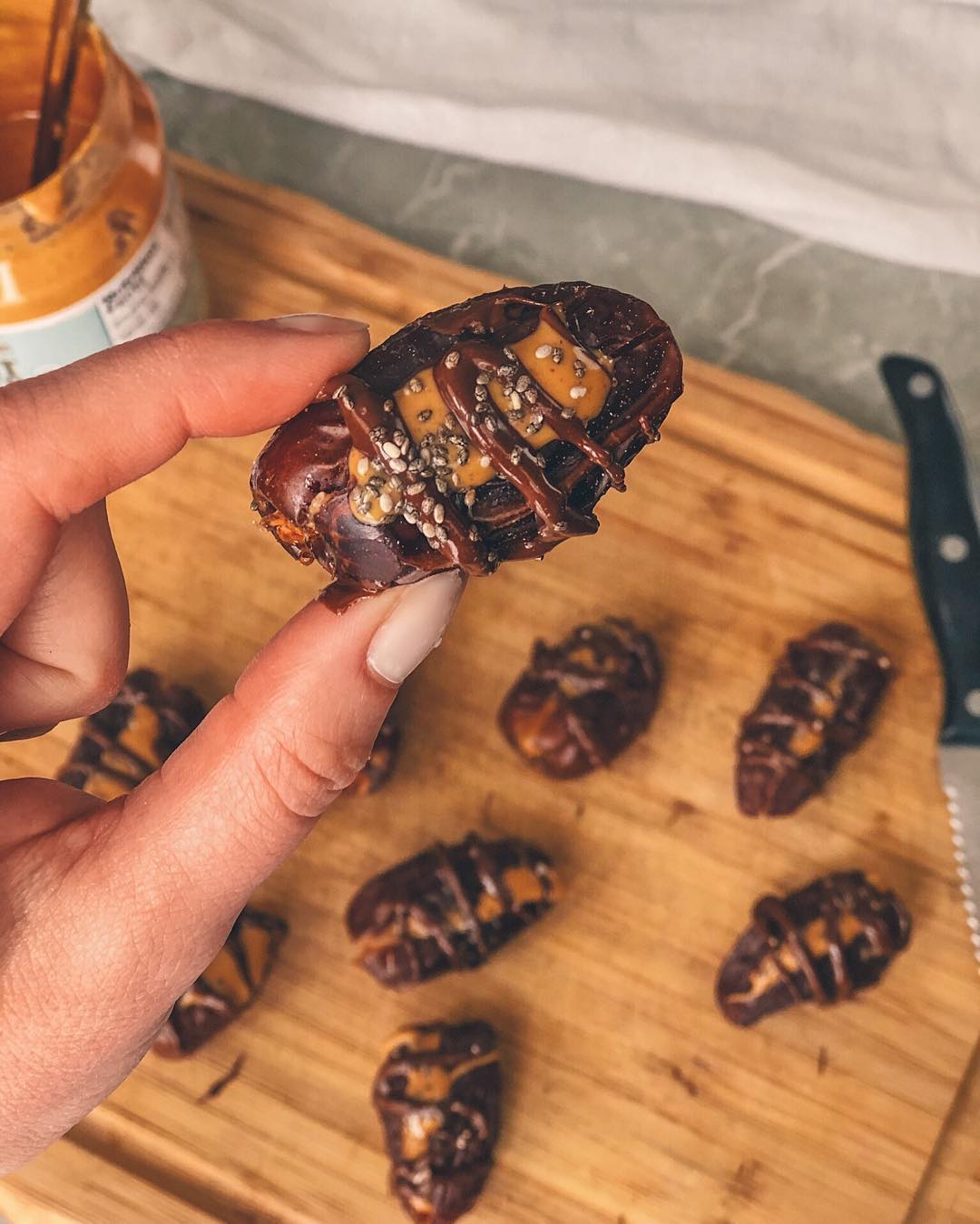 Stuffed Dates with Nut Butter and Toppings