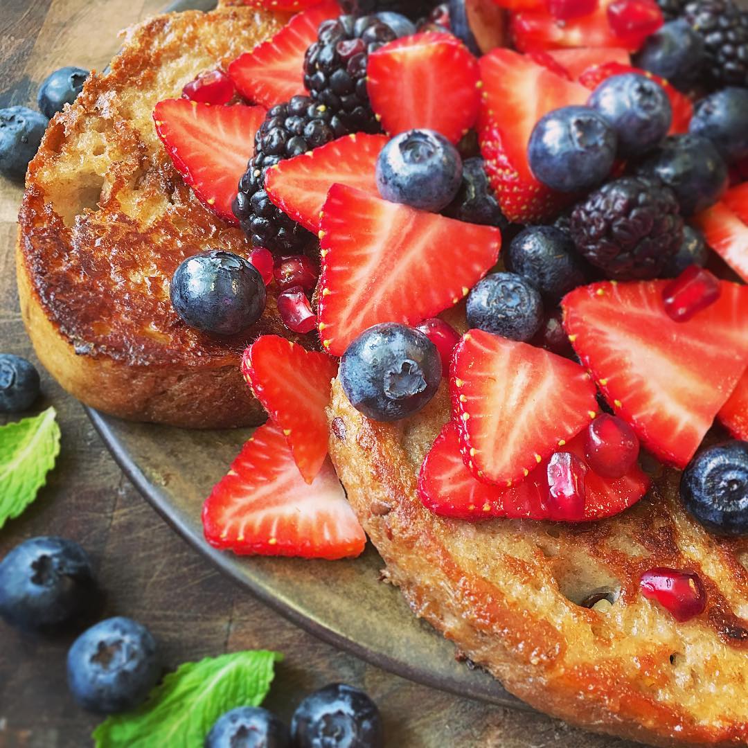 Vegan French Toast with Vanilla Berry Salad