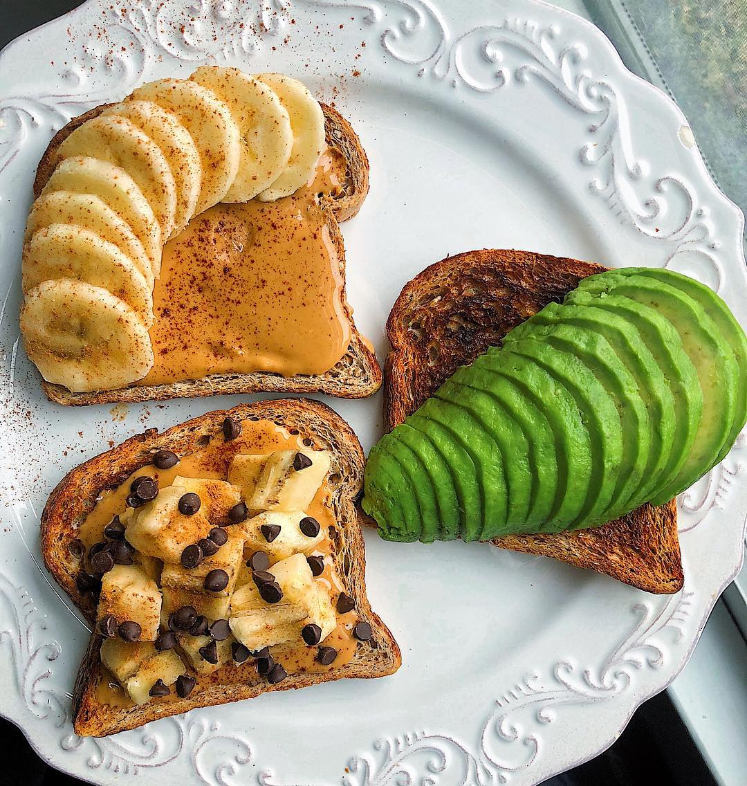Wheat Sourdough Toast with Peanut Butter Toppings
