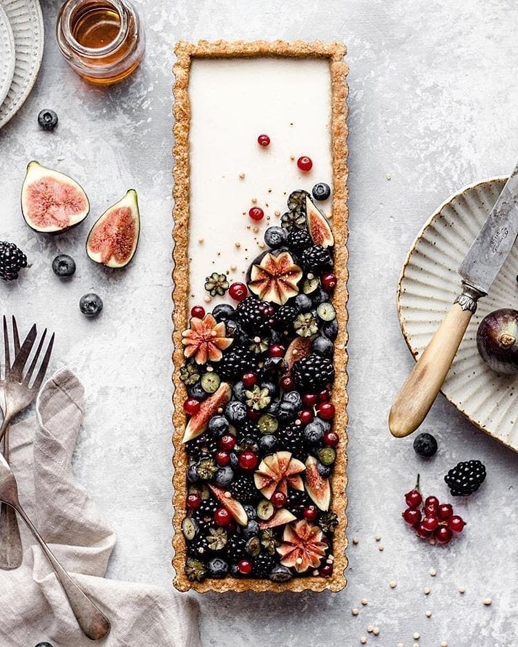 Vanilla Maple Custard Tart with Almond Crust