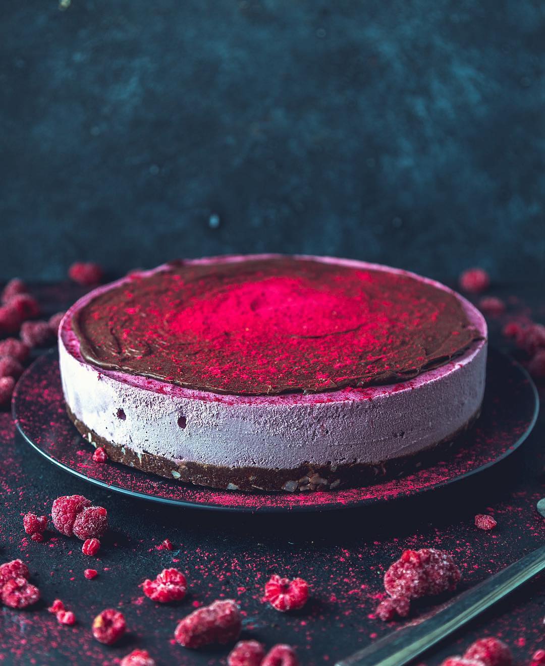 Vegan Raspberry Chocolate Cheesecake