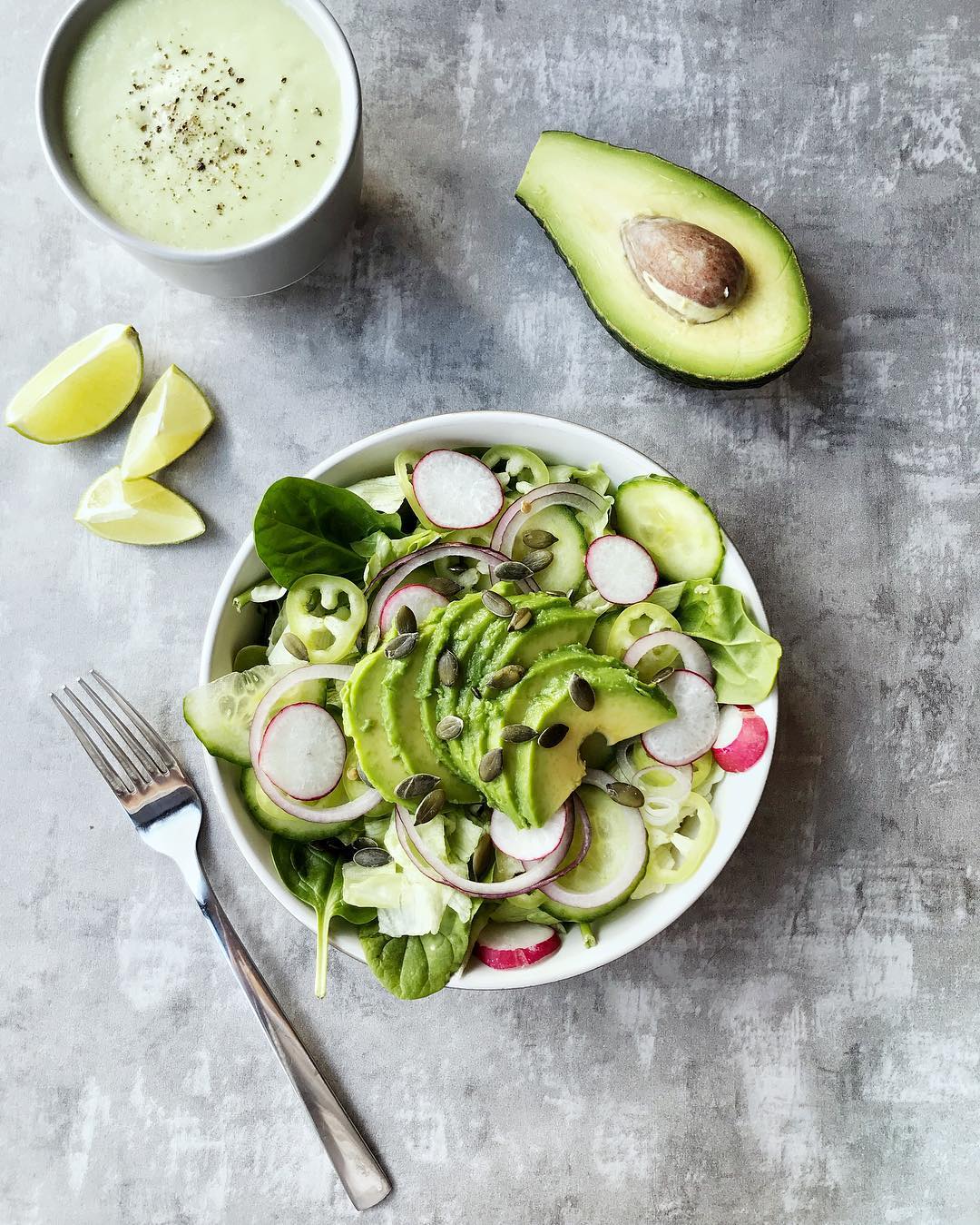 Simple Green Salad with Avocado Dressing