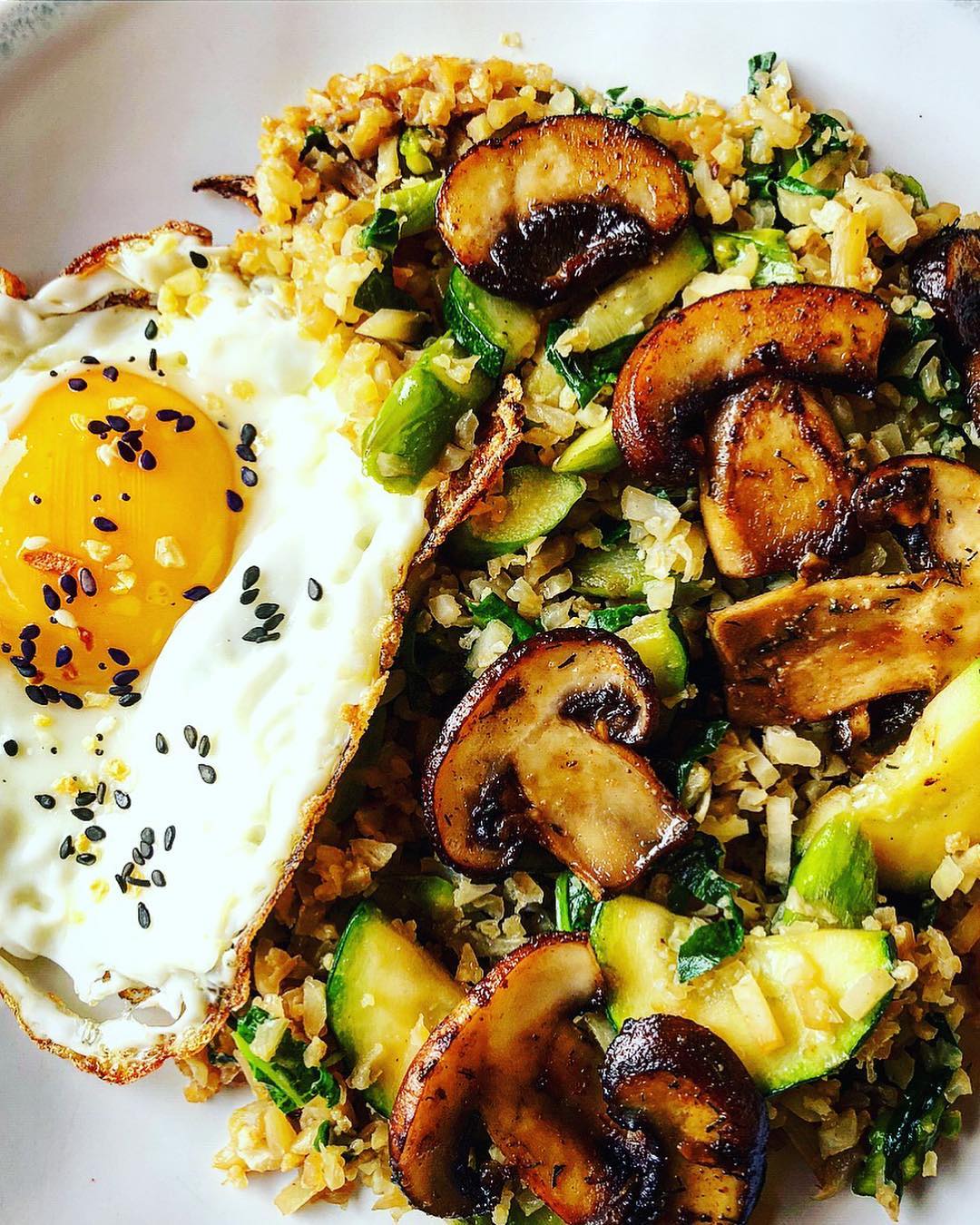 Cauliflower Rice Bowl with Veggies and Egg