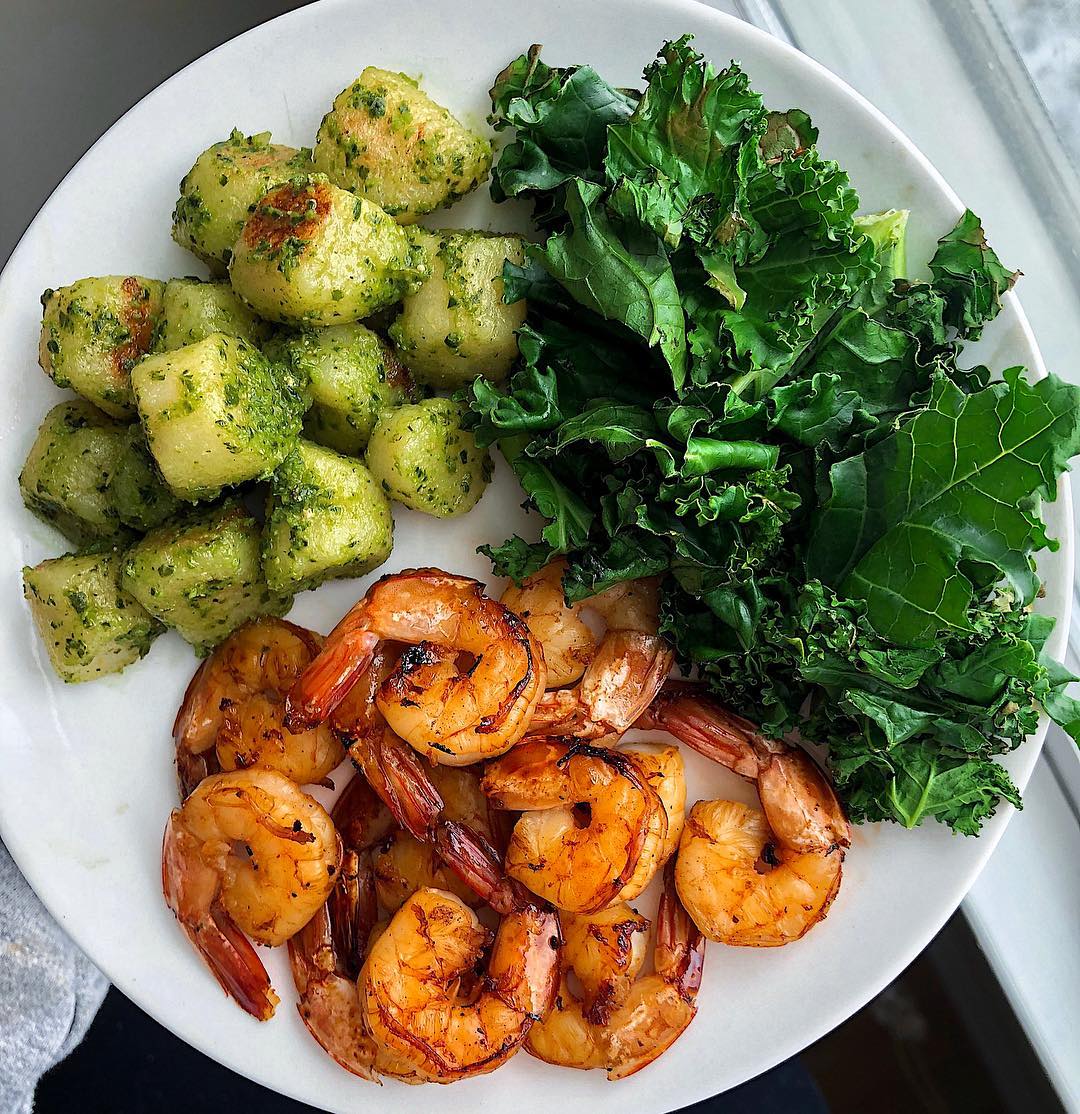 Easy Shrimp with Cauliflower Gnocchi and Kale
