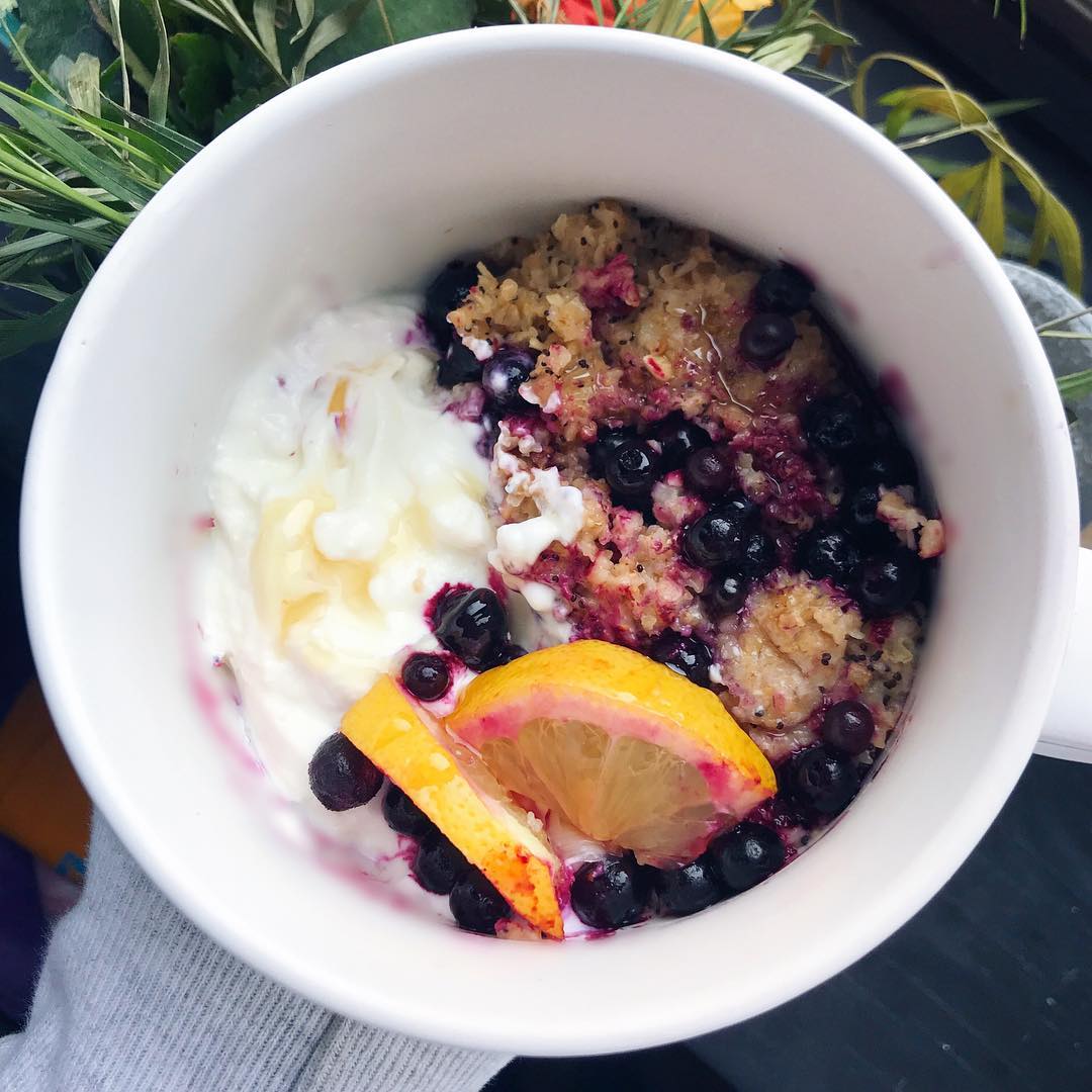Lemon Poppyseed Oatmeal with Blueberries and Yogurt