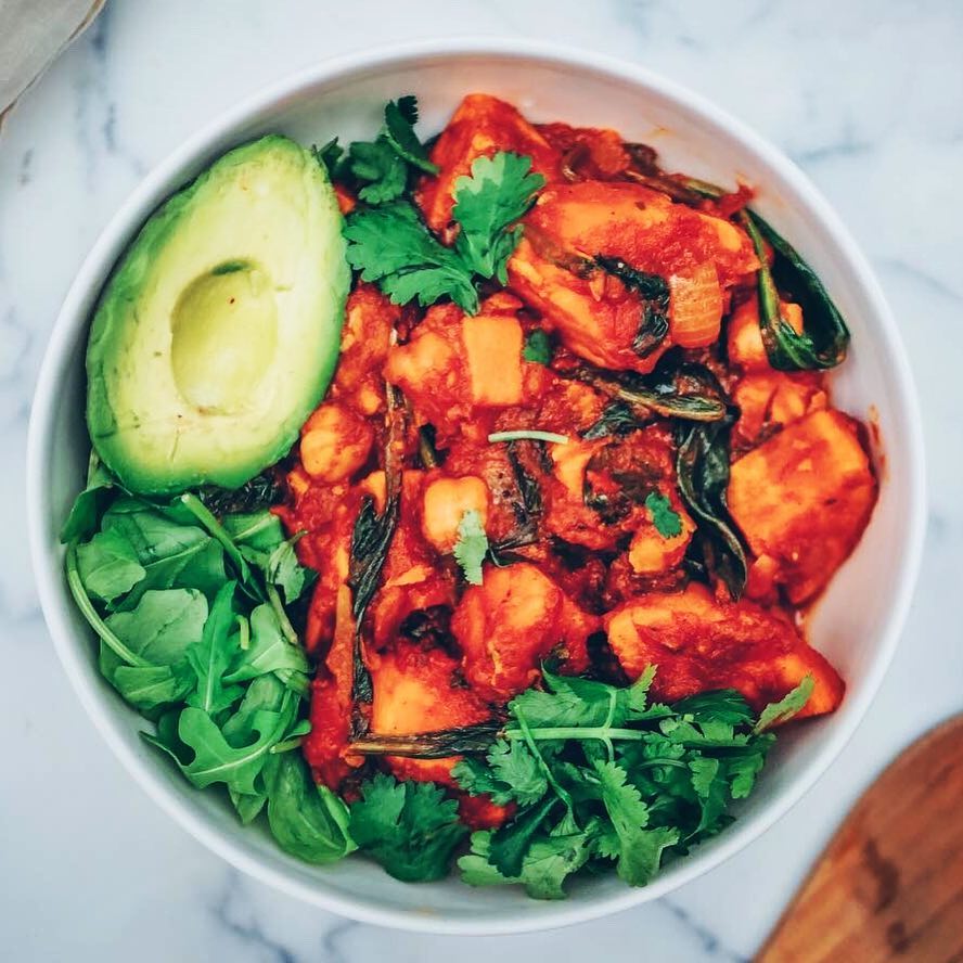 Sweet Potato, Chickpea, and Spinach Stew