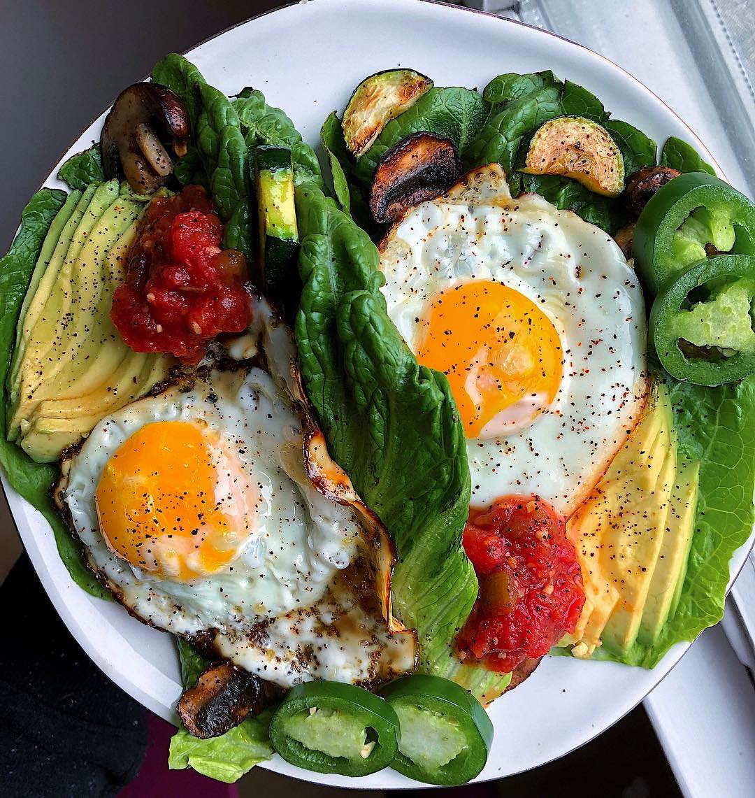 Egg and Avocado Breakfast Tacos with Lettuce