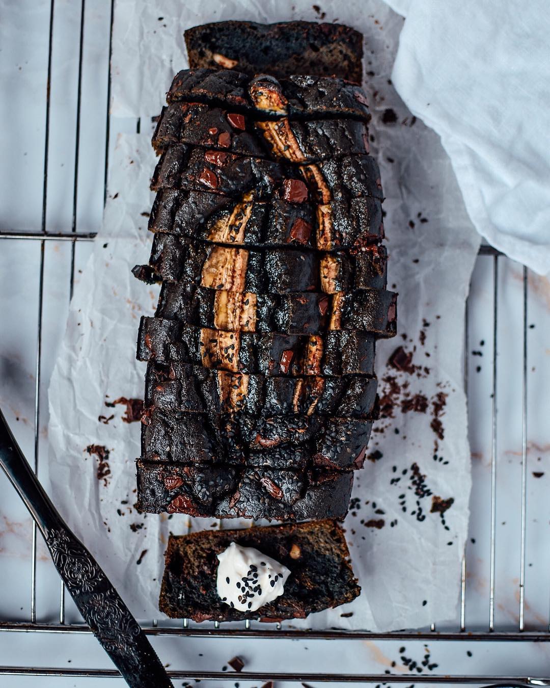 Healthy Banana Bread with Activated Charcoal