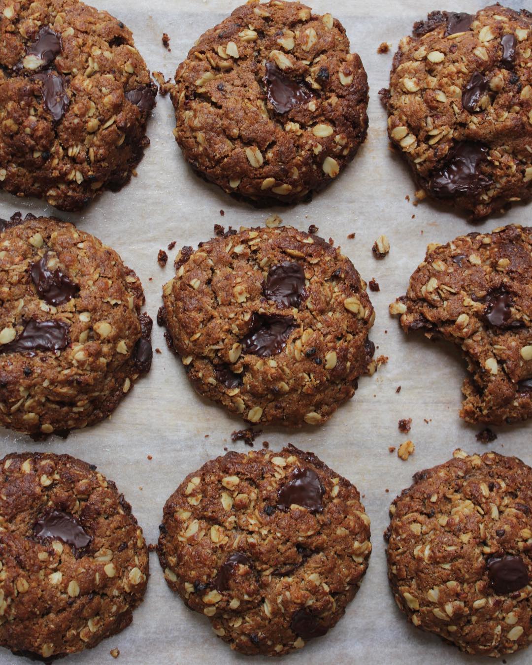 Soft and Gooey Chocolate Chip Oatmeal Cookies
