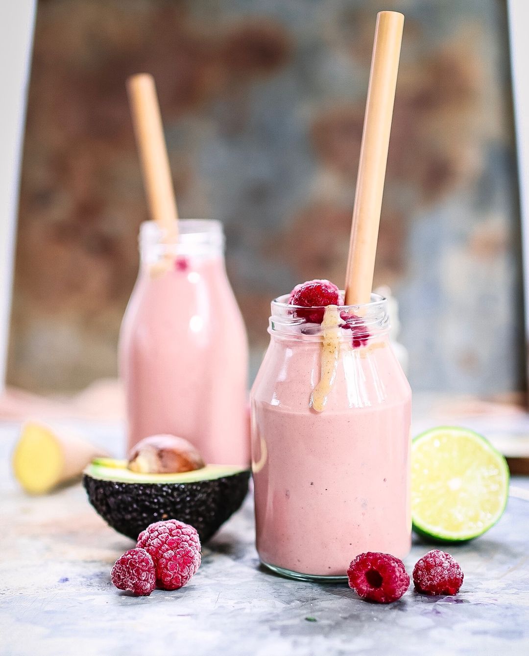Super Simple Raspberry Avocado Lime Smoothie