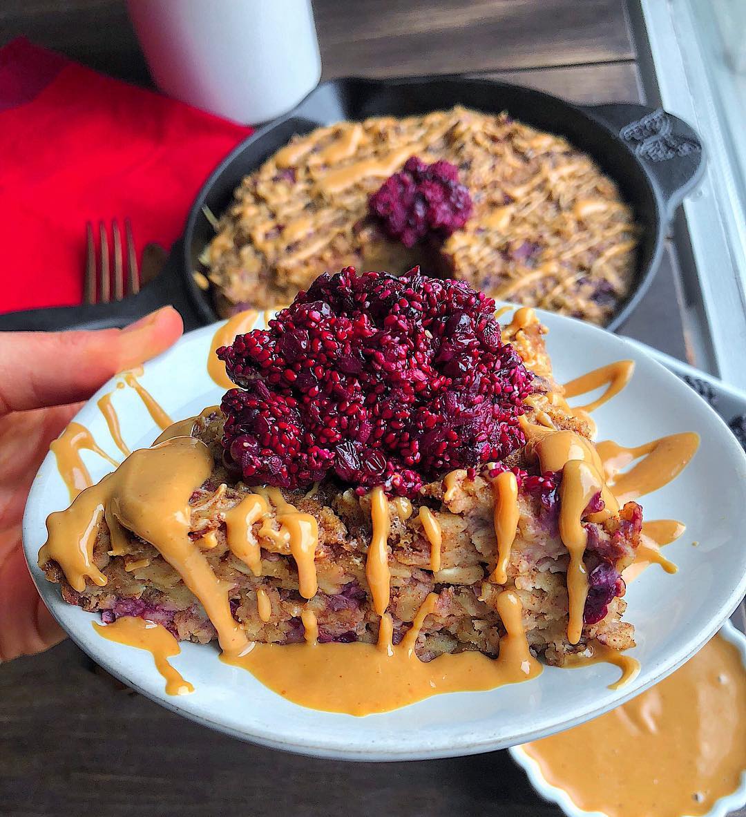 Peanut Butter and Jelly Baked Oatmeal