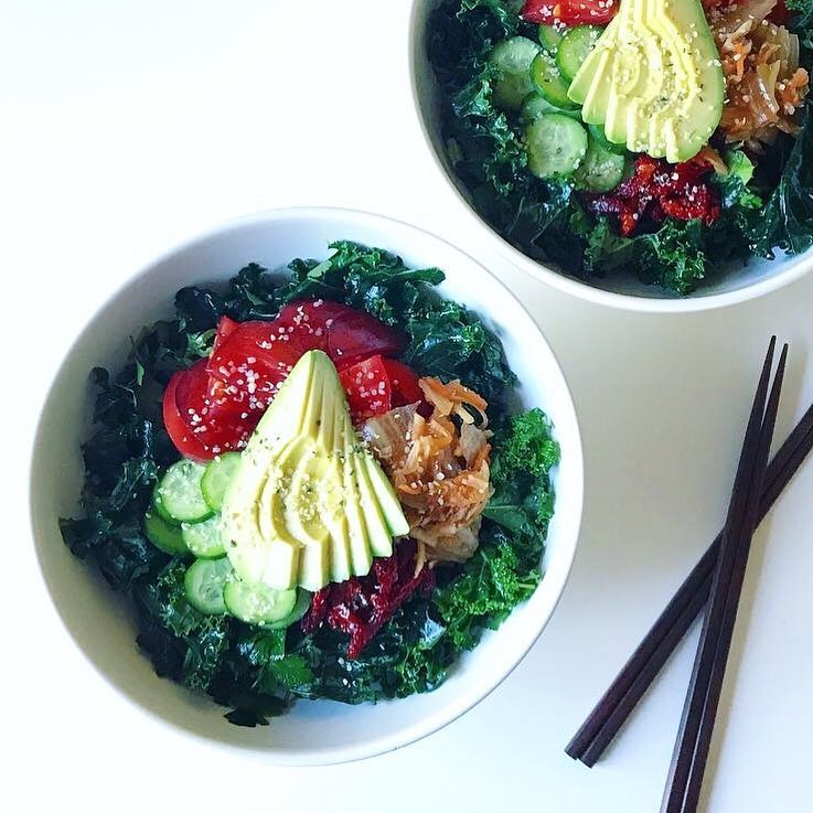 Simple Kimchi Kale Salad
